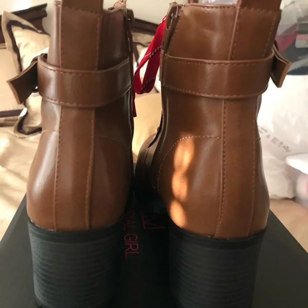 Material Girl Women’s Hillari Leather Booties. New in Box.